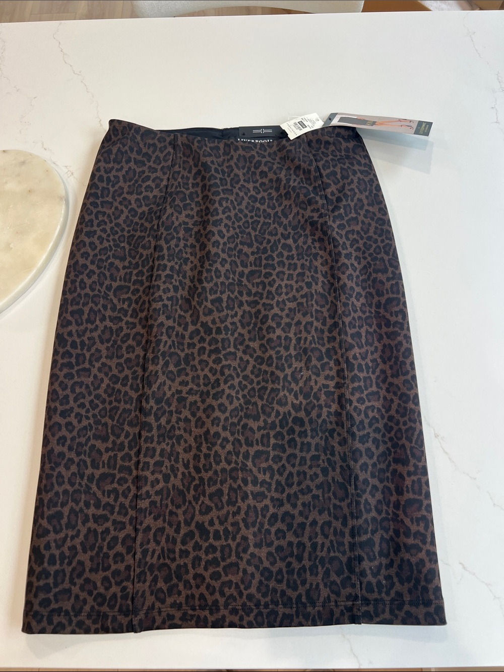 Liverpool Leopard-Print Pencil Skirt in Brown and Black
